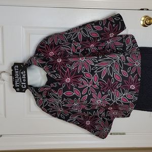 Kim Rogers PXL Jacket Blazer Pink and White Floral on Black